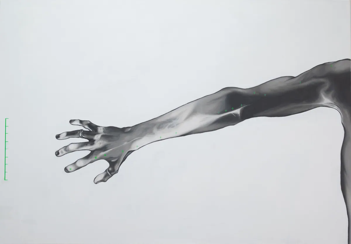 Stigmates dans la chair, 2023, Oil on linen, 116 x 80 x 2,5 cm