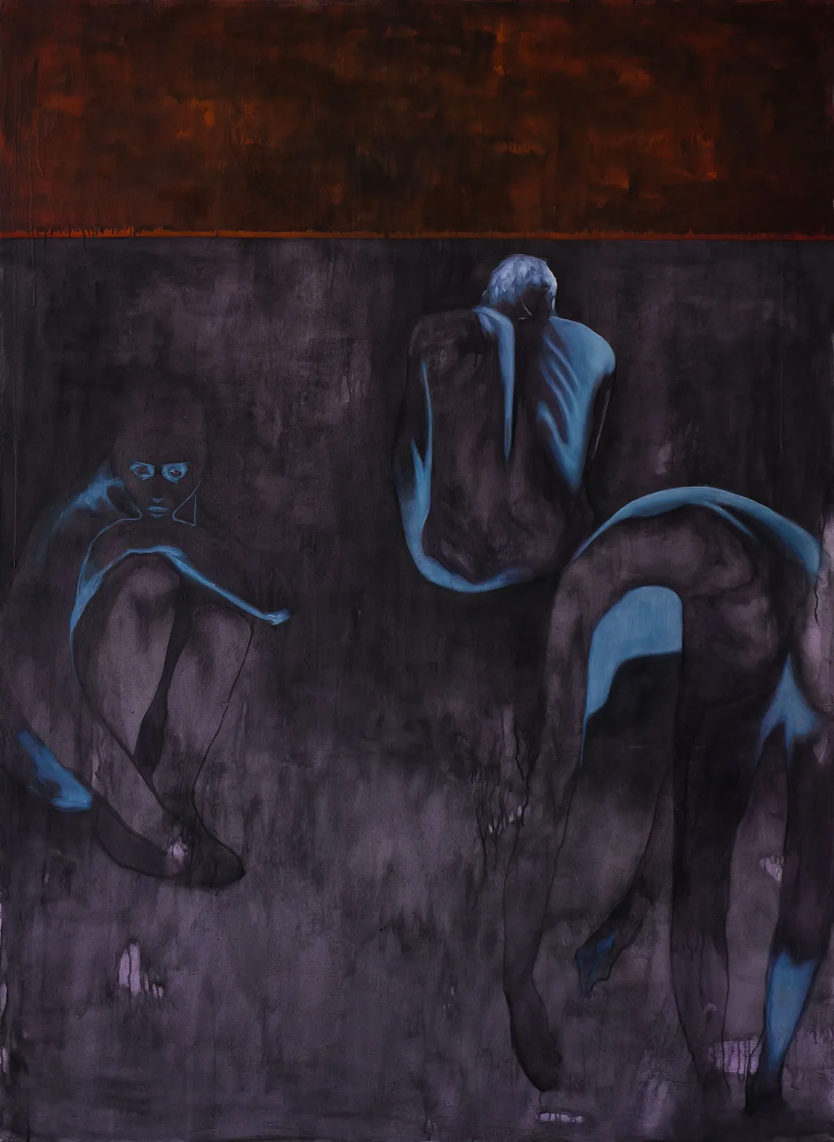 Enclos de chair (Flesh enclosure), 2025, Oil on linen, 200 x 160 x 4,5 cm, © Tom Dagnas