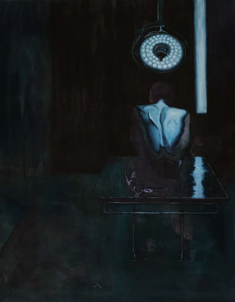 Chair exposée (Exposed flesh), 2025,Oil on linen, 146 x 114 x 4,5 cm, © Tom Dagnas