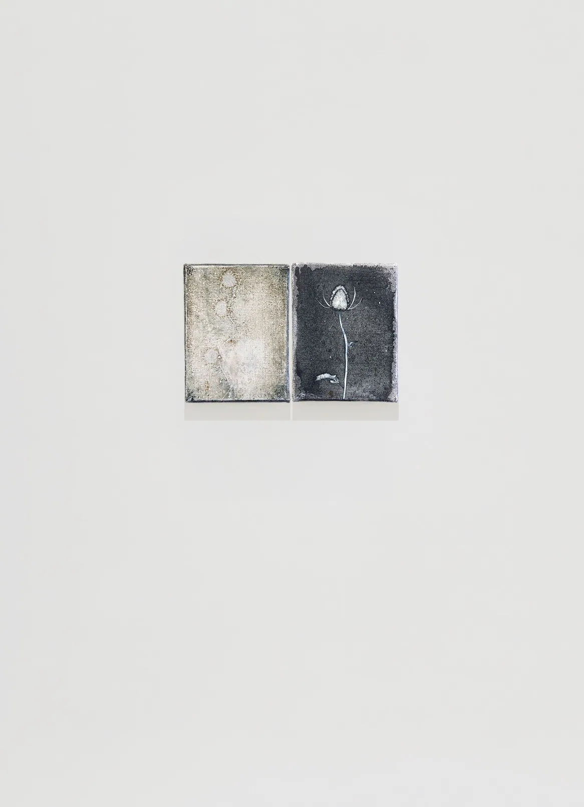 Never bothered to bloom, 2025,Oil on linen (diptych), 18 x 28 x 2,5 cm