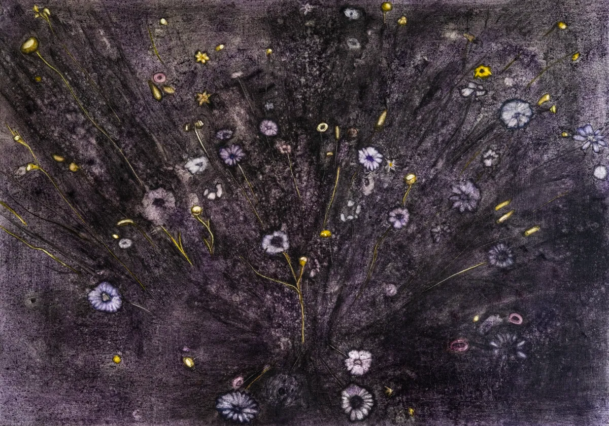 Nuée (Swarm), 2026, Oil on linen, 65 x 92 x 3,5 cm