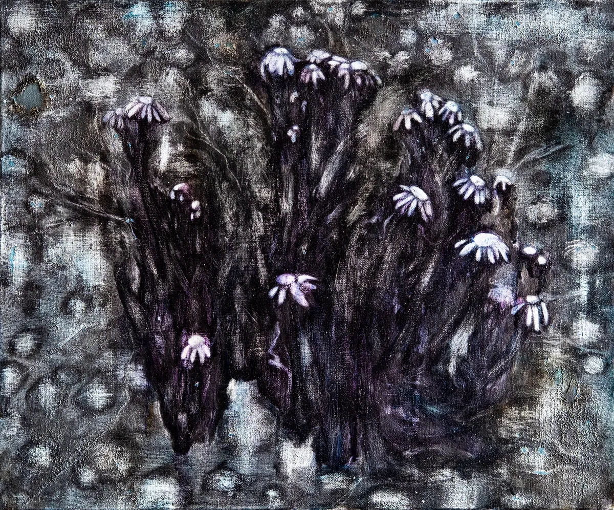 Poussière de silicium (Silicon dust), 2025, Oil on linen, 40 x 50 x 2,5 cm