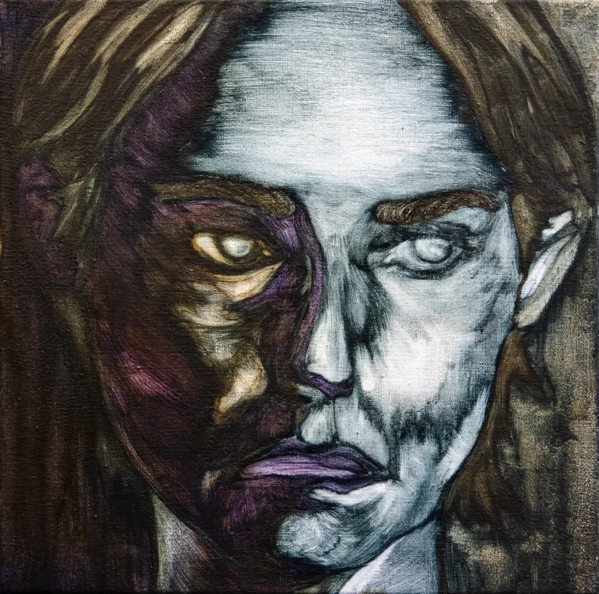 Corps colère (Rage body), 2025, Oil on linen, 30 x 30 x 4,5 cm