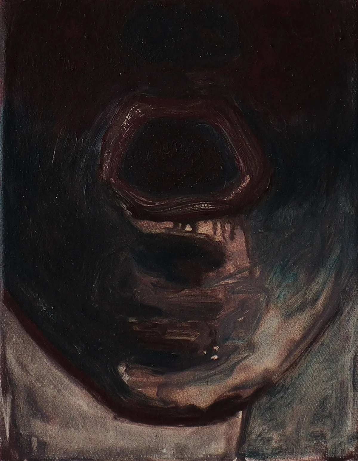 Cri (Scream), 2024, Oil on linen, 18 x 14 x 2,5 cm, Private collection