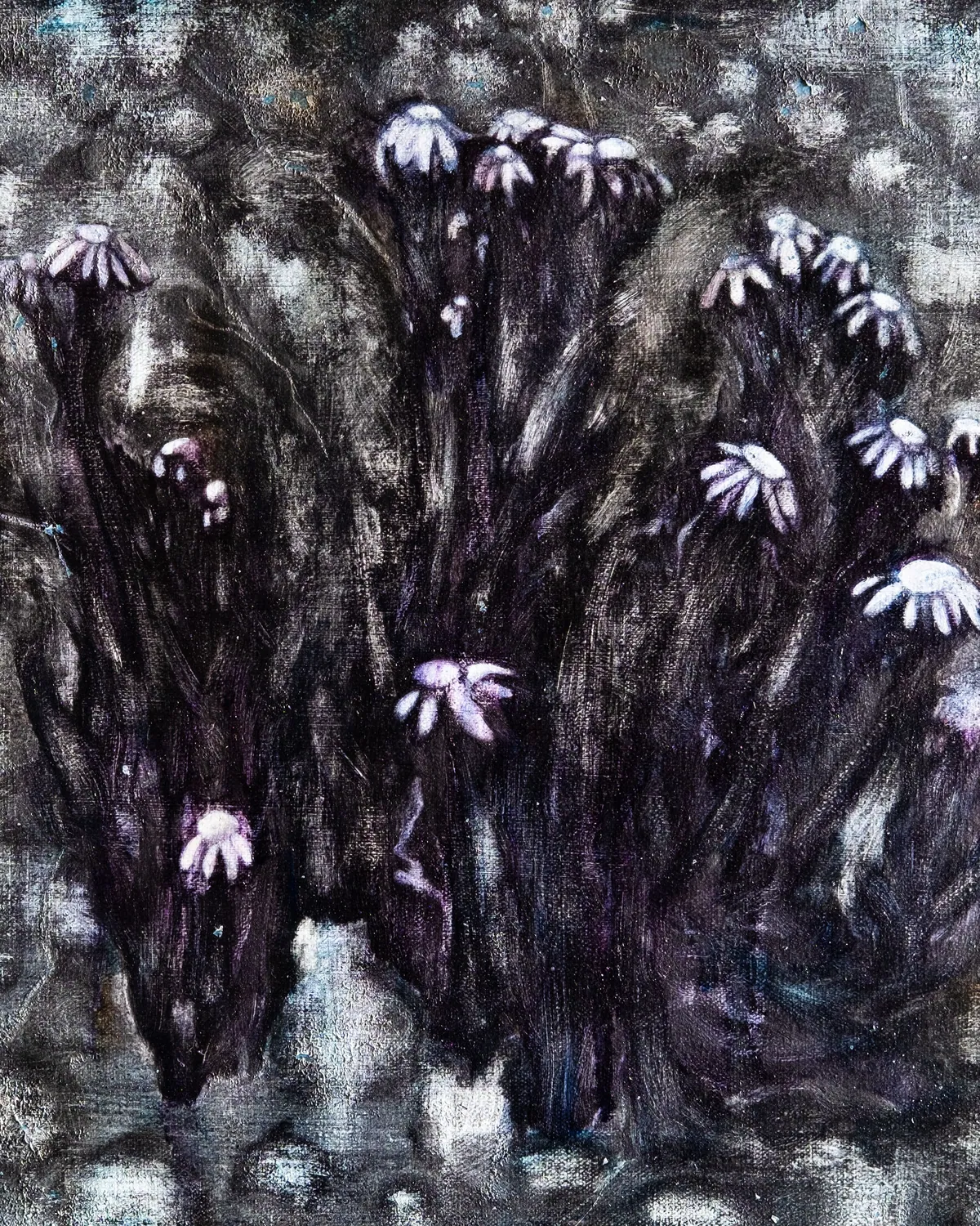 Poussière de silicium (detail), 2025, Oil on linen, 40 x 50 x 2,5 cm