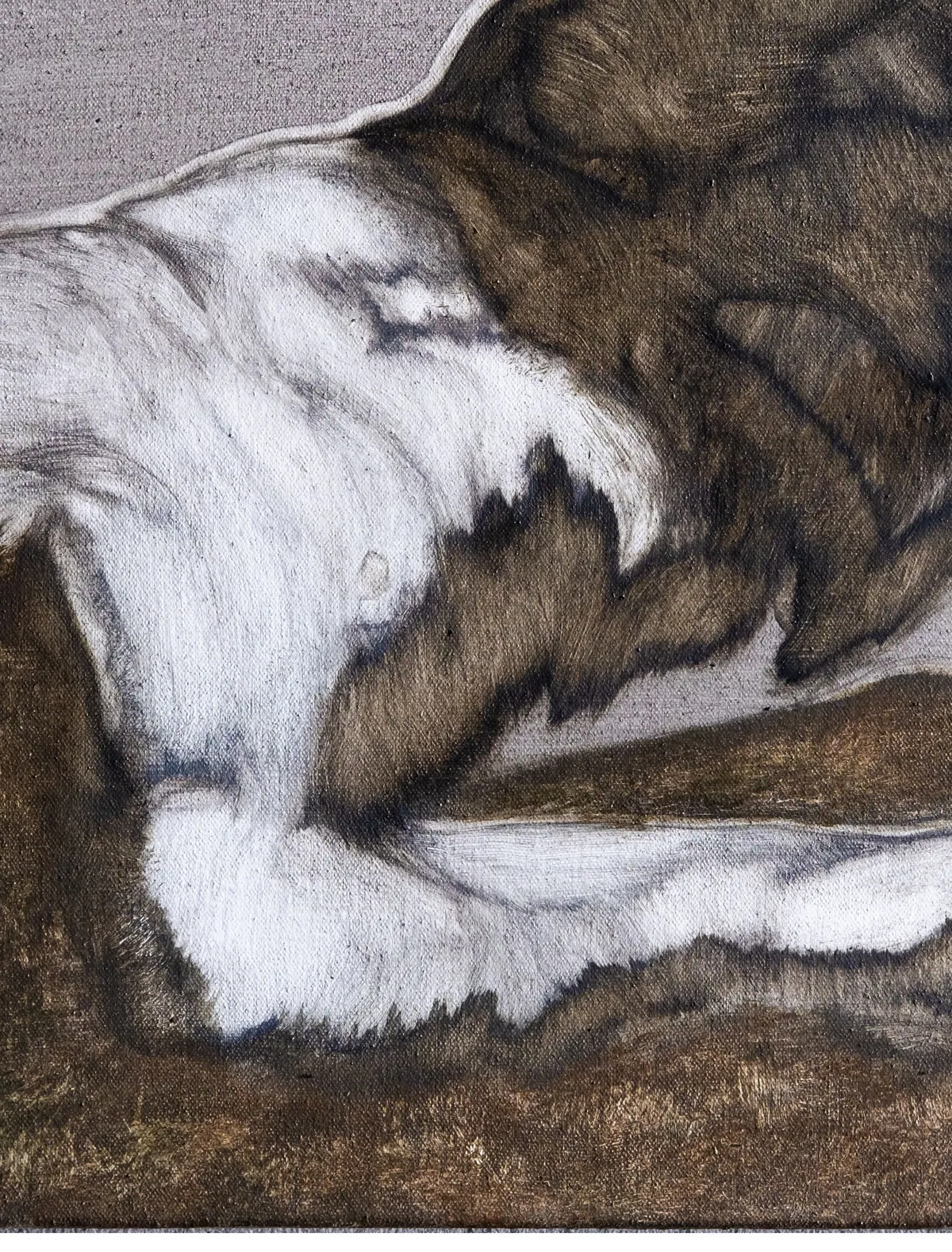 Sous terre, sous peau (detail), 2025, Oil on linen, 40 x 50 x 3,5 cm