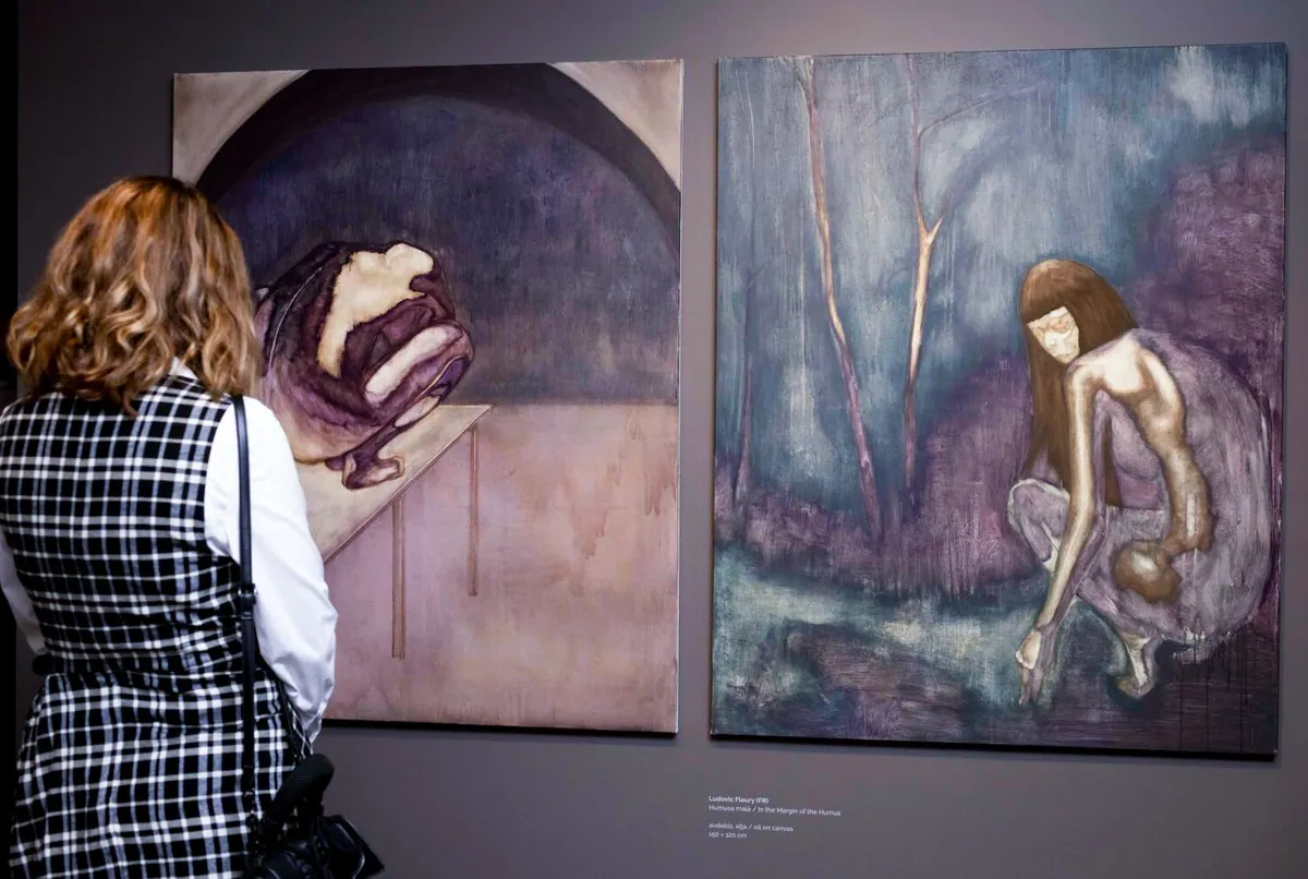 Exhibition view Mark Rothko: The 21st Painting Symposium, Rothko Museum: Violence within silence, 2025, Oil on canvas, 150 x 120 x 3,5 cm, Rothko Museum Collection ; In the Margin of the humus, 2025, Oil on canvas, 150 x 120 x 3,5 cm, Rothko Museum Collection, © Rothko Museum