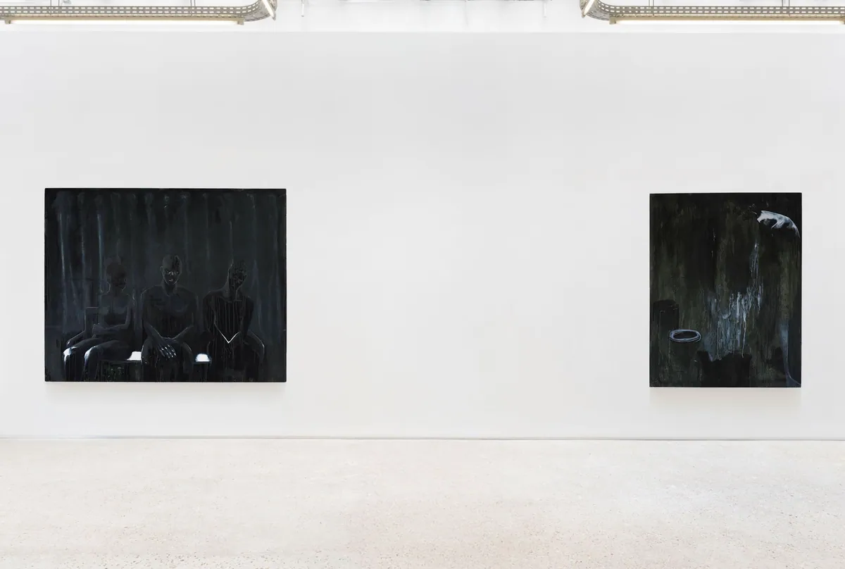 Intervalle, 2024, Oil on linen-cotton, 146 x 160 x 4,5 cm ; Discontinuité, 2024, Oil on linen-cotton, 146 x 114 x 4,5 cm, Private collection