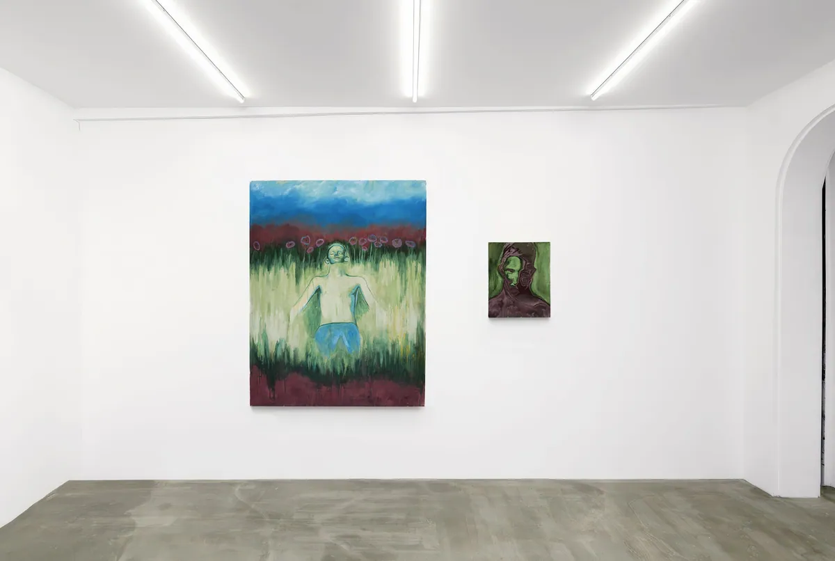 Aponia, 2024, Oil on linen-cotton, 146 x 114 x 4,5 cm ; Soi-même comme un autre, 2024, Oil on linen-cotton, 46 x 38 x 4,5 cm